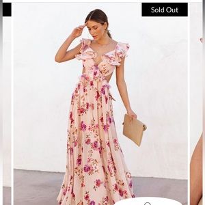 ruffle sleeve cut out maxi dress